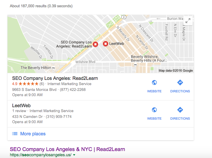 Local SEO Beverly Hills SERP